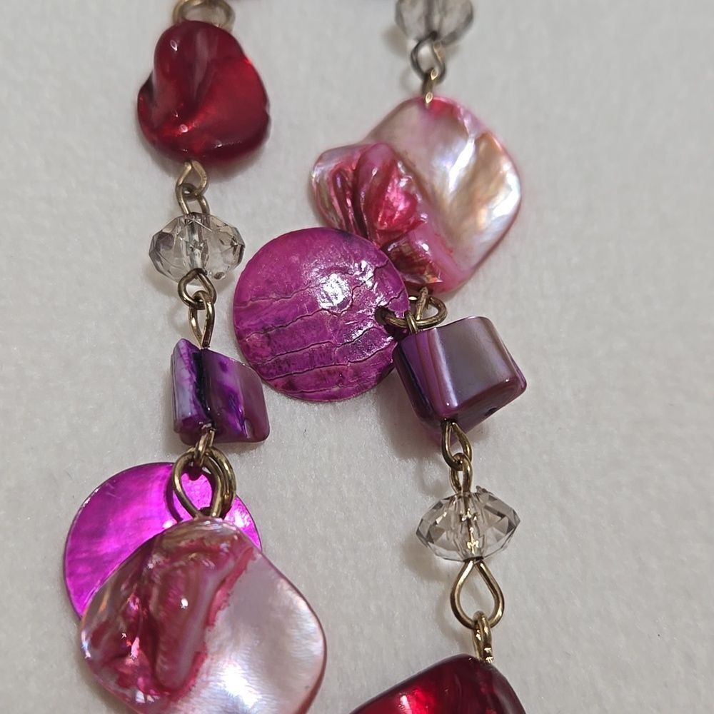 Pink and Purple Mother Of Pearl Necklace - Picture 8 of 8